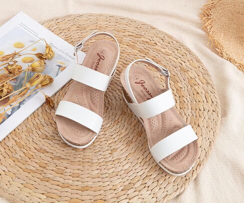 Jeossy Women's Platform Wedge Sandals, Open Toe Adjustable Ankle Strap | Comfortable dressy summer shoes,adjustable buckle and cushioned insole,cork-look style for casual outfits and vacations in Saudi Arabia