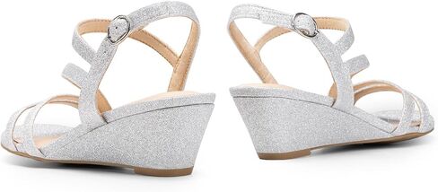 DREAM PAIRS Strappy Wrapped Dressy Wedge Sandals, Comfortable Sparkly Glitter Ankle Strap Mid Heel Wedges Casual Summer, Open Toe Evening Dress Wedding Dance Shoes in Saudi Arabia
