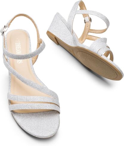 DREAM PAIRS Strappy Wrapped Dressy Wedge Sandals, Comfortable Sparkly Glitter Ankle Strap Mid Heel Wedges Casual Summer, Open Toe Evening Dress Wedding Dance Shoes in Saudi Arabia