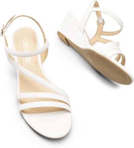 DREAM PAIRS Strappy Wrapped Dressy Wedge Sandals, Comfortable Sparkly Glitter Ankle Strap Mid Heel Wedges Casual Summer, Open Toe Evening Dress Wedding Dance Shoes in Saudi Arabia