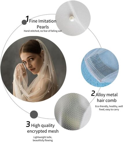 طرحة كاتدرائية طويلة لحفلات الزفاف من كاسولفكس، طرحة للعروس من اللؤلؤ الابيض، طرحة زفاف طويلة من اللؤلؤ والتول، اكسسوار للعرائس والنساء in Kuwait