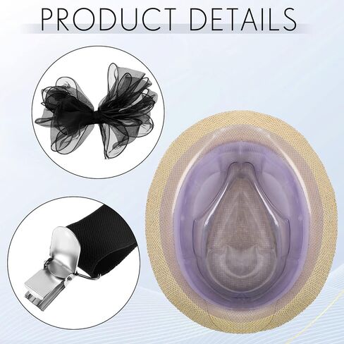 Tisancy 7 Pcs 1920s Flapper Accessories for Men and Women, Include Men's Gatsby Accessories, Panama Hat, Bow Tie, Suspenders, Women's Church Derby Hats, Tea Party Gloves Pearl Necklace and Earring in Kuwait