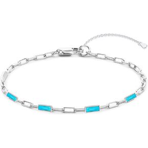 DOLIOX Genuine Turquoise Tennis Bracelet for Women 925 Sterling Silver Bead Chain with Green Stone December Birthstone Jewelry Gift for Her