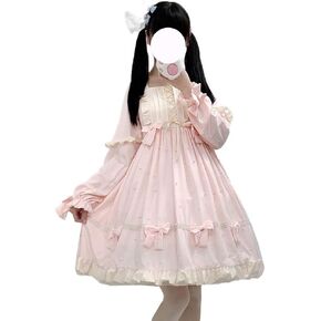 فساتين Packitcute Lolita اللطيفة للمراهقين على الطراز الياباني، فستان طويل الأكمام بخصر عالٍ