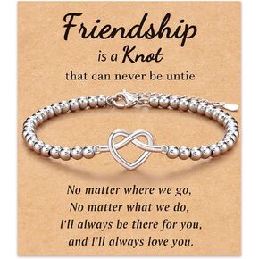 سوار الصداقة من ASKRAIN للمراهقات - سوار إنفينيتي قابل للتعديل مطلي بالفضة/الحجر الطبيعي in Kuwait