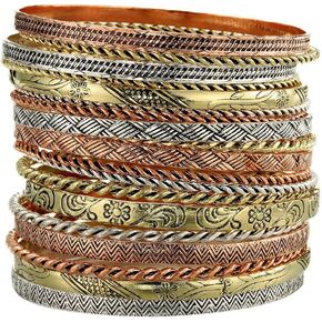 Ensoul Flower Mixed Metal Aztec African Indian Vintage Bangle&Bracelets for Women Set of 19/2.68" Dia in Kuwait