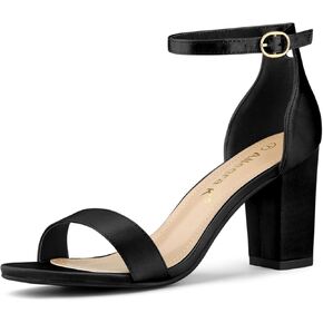 Allegra K Women's Satin Open Toe Ankle Strap Chunky Heels Sandals in Kuwait
