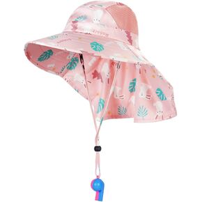 BEBOAN Kids Beach Hat Toddler Bucket Sun Hat for Boys Girls Hat Summer UV Protection UPF 50+ Wide Brim Neck Flap Aged 2-9 in Kuwait