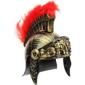 Gadpiparty Roman Helmet with Red Feather Plume Helmet Greek Gladiator Costume Helmets Helmet Golden