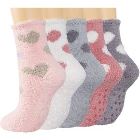 جوارب زغبية للنساء مع مقابض دافئة منفوشة، جوارب شبشب غير قابلة للانزلاق، جوارب شتوية سميكة مخملية سميكة للمستشفى والمنزل in Kuwait