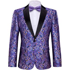 سترة YOHOWA الرجالية بتصميم بيزلي بليزر على شكل زهرة ومقاس نحيف وخفيف الوزن، سترة رسمية كاجوال in Kuwait