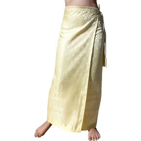 RaanPahMuang Brand Traditional Thailand Luxurious Silk Wrap Skirt Thai Formal Sarong, Medium, Busarakham - Navy Blue
