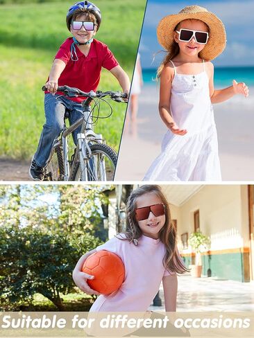 14 زوجًا من النظارات الشمسية المربعة كبيرة الحجم للأطفال، نظارات شمسية بإطار كبير، نظارات شمسية مسطحة للجنسين، نظارات شمسية مربعة الشكل للأولاد والبنات في الهواء الطلق، 3-10 سنوات in Kuwait