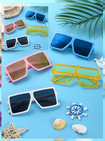 14 زوجًا من النظارات الشمسية المربعة كبيرة الحجم للأطفال، نظارات شمسية بإطار كبير، نظارات شمسية مسطحة للجنسين، نظارات شمسية مربعة الشكل للأولاد والبنات في الهواء الطلق، 3-10 سنوات in Kuwait