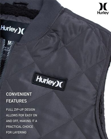 سترة شتوية للرجال من Hurley - سترة معزولة مبطنة بصوف الشيربا من Malone - سترة منتفخة مقاومة للطقس بدون أكمام للرجال، مقاس S-XL in Saudi Arabia