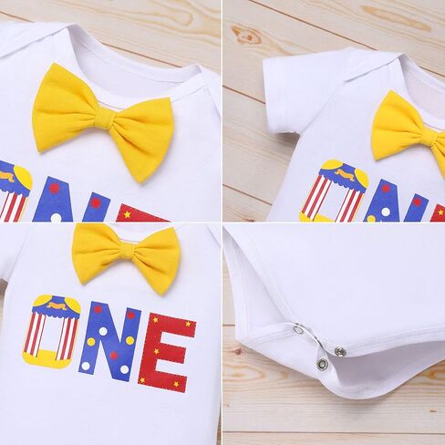 IBTOM قلعة كعكة سحق الزي الصبي 1st عيد ميلاد السيرك شهم رومبير + البنطلونات + الحمالات 3 قطعة مجموعة الملابس صور الدعائم in Kuwait