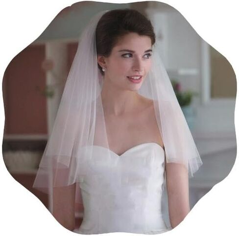 FMR Wedding Short Bridal Veil White Hair Veil Wedding White Tulle Veil Short Veils Party Veil for Brides and Women in Kuwait