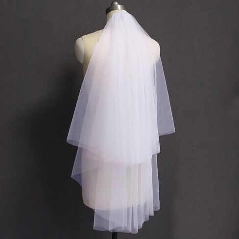 FMR Wedding Short Bridal Veil White Hair Veil Wedding White Tulle Veil Short Veils Party Veil for Brides and Women in Kuwait