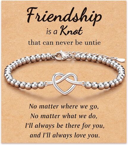 سوار الصداقة من ASKRAIN للمراهقات - سوار إنفينيتي قابل للتعديل مطلي بالفضة/الحجر الطبيعي in Kuwait