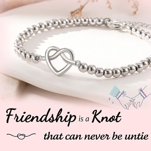 سوار الصداقة من ASKRAIN للمراهقات - سوار إنفينيتي قابل للتعديل مطلي بالفضة/الحجر الطبيعي in Kuwait