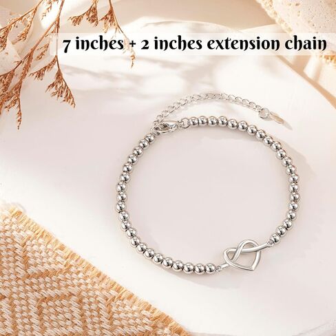 سوار الصداقة من ASKRAIN للمراهقات - سوار إنفينيتي قابل للتعديل مطلي بالفضة/الحجر الطبيعي in Kuwait