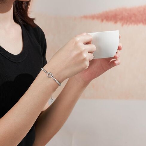 سوار الصداقة من ASKRAIN للمراهقات - سوار إنفينيتي قابل للتعديل مطلي بالفضة/الحجر الطبيعي in Kuwait
