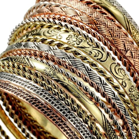 Ensoul Flower Mixed Metal Aztec African Indian Vintage Bangle&Bracelets for Women Set of 19/2.68" Dia in Kuwait