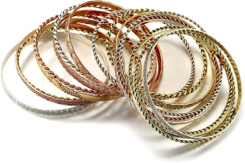 Ensoul Flower Mixed Metal Aztec African Indian Vintage Bangle&Bracelets for Women Set of 19/2.68" Dia in Kuwait