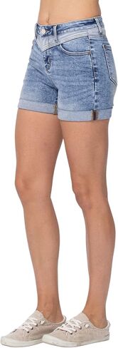 Judy Blue Women's High-Waist Two-Tone Yoke Shorts in Saudi Arabia