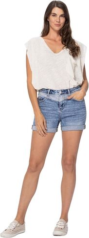 Judy Blue Women's High-Waist Two-Tone Yoke Shorts in Saudi Arabia