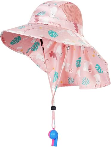 BEBOAN Kids Beach Hat Toddler Bucket Sun Hat for Boys Girls Hat Summer UV Protection UPF 50+ Wide Brim Neck Flap Aged 2-9 in Kuwait