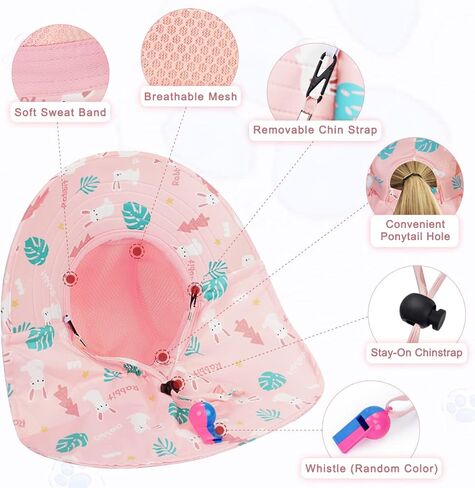 BEBOAN Kids Beach Hat Toddler Bucket Sun Hat for Boys Girls Hat Summer UV Protection UPF 50+ Wide Brim Neck Flap Aged 2-9 in Kuwait