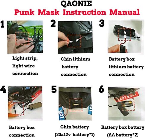 خوذة قناع QAONIE Punk للبالغين، قناع LED للحفلات التنكرية للهالوين، هدية للحفلات، أقنعة تنكرية للرجال والنساء in Kuwait