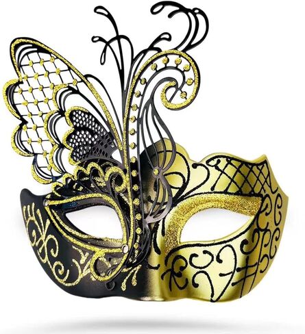 Masquerade Mask For Women Metal Mask For Halloween Prom New Year Mardi Gras Carnival Mask With Flare in Kuwait