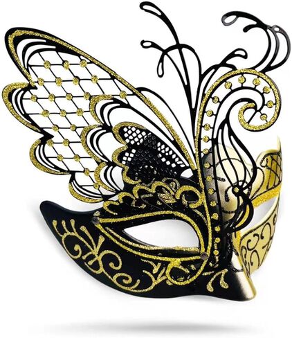 Masquerade Mask For Women Metal Mask For Halloween Prom New Year Mardi Gras Carnival Mask With Flare in Kuwait