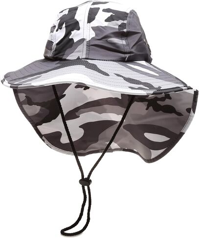 MIRMARU Outdoor Sun Protection Hunting Hiking Fishing Cap Wide Brim hat with Neck Flap in Saudi Arabia