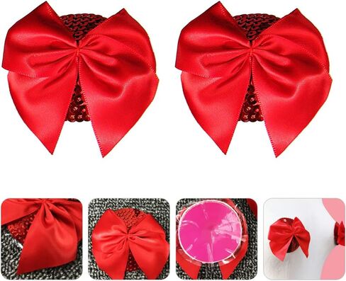 زوج واحد من أغطية الملصقات من PRETYZOOM مع حمالة صدر لاصقة حمراء اللون وأغطية صدر مثيرة للسيدات (أحمر) in Kuwait