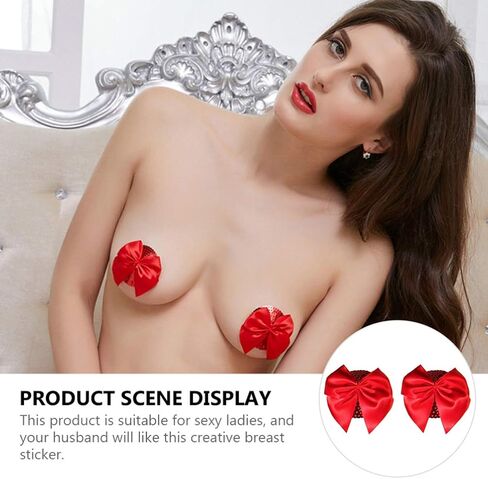 زوج واحد من أغطية الملصقات من PRETYZOOM مع حمالة صدر لاصقة حمراء اللون وأغطية صدر مثيرة للسيدات (أحمر) in Kuwait