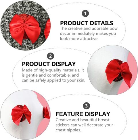 زوج واحد من أغطية الملصقات من PRETYZOOM مع حمالة صدر لاصقة حمراء اللون وأغطية صدر مثيرة للسيدات (أحمر) in Kuwait