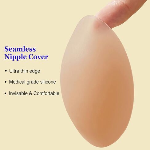 Naichuo Nipple Covers, Reusable Washable Invisible Breast Petals for Women, Self Adhesive Silicone Nipple Pasties Bras in Kuwait