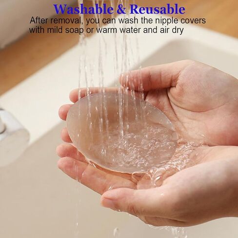Naichuo Nipple Covers, Reusable Washable Invisible Breast Petals for Women, Self Adhesive Silicone Nipple Pasties Bras in Kuwait
