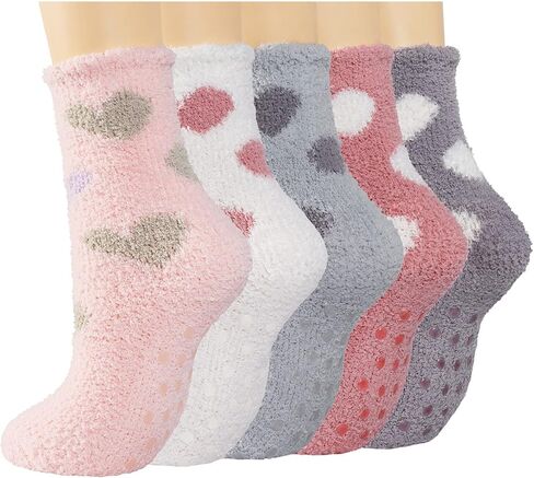 جوارب زغبية للنساء مع مقابض دافئة منفوشة، جوارب شبشب غير قابلة للانزلاق، جوارب شتوية سميكة مخملية سميكة للمستشفى والمنزل in Kuwait