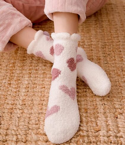 جوارب زغبية للنساء مع مقابض دافئة منفوشة، جوارب شبشب غير قابلة للانزلاق، جوارب شتوية سميكة مخملية سميكة للمستشفى والمنزل in Kuwait