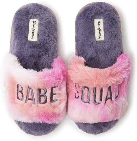 Dearfoams Unisex-Child Lana Slide with Slogan Slipper in Saudi Arabia