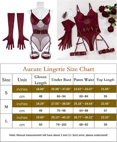 Sexy Sheer Mesh Lingerie Bodysuit Set 5 Pc, One Piece Babydoll Teddy Lingerie for Women with Garter Belt Glove in Saudi Arabia