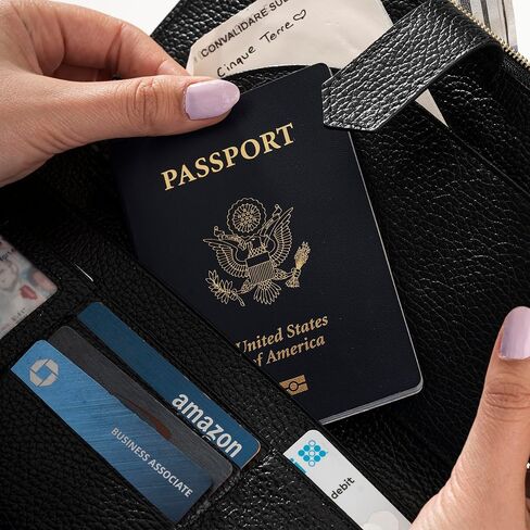 محفظة يد نسائية من الجلد الطبيعي من DAYLEA مع حماية RFID - محفظة معصم ثنائية الطي بسحاب ومحفظة متعددة الفتحات وحامل بطاقات ائتمان للنساء - تصميم نحيف، مثالي للسفر | أسود in Kuwait