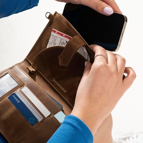 محفظة يد نسائية من الجلد الطبيعي من DAYLEA مع حماية RFID - محفظة معصم ثنائية الطي بسحاب ومحفظة متعددة الفتحات وحامل بطاقات ائتمان للنساء - تصميم نحيف، مثالي للسفر | أسود in Kuwait
