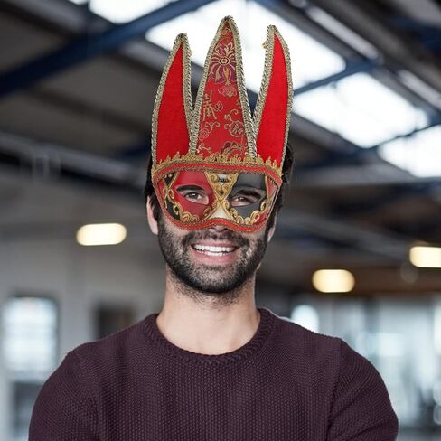 PRETYZOOM Half Face Men Masquerade Masks Jester Masks Venetian Masks Mardi Gras Party Masks Halloween Masks for Adult in Kuwait