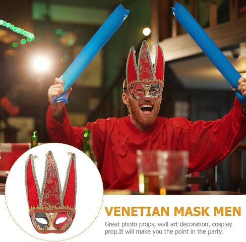 PRETYZOOM Half Face Men Masquerade Masks Jester Masks Venetian Masks Mardi Gras Party Masks Halloween Masks for Adult in Kuwait
