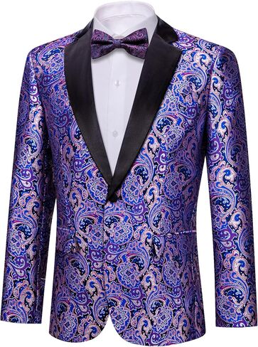 سترة YOHOWA الرجالية بتصميم بيزلي بليزر على شكل زهرة ومقاس نحيف وخفيف الوزن، سترة رسمية كاجوال in Kuwait